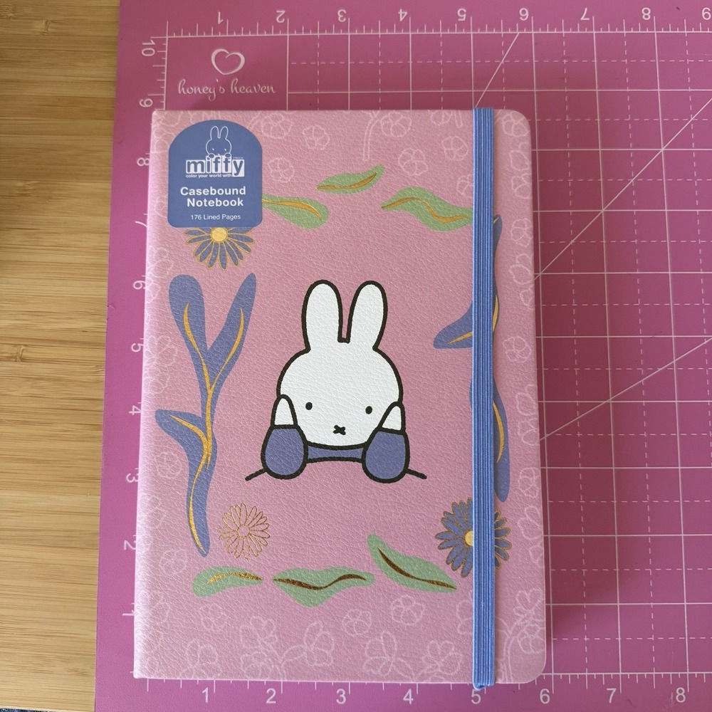 MIFFY Flowers Pink Casebound Notebook 176 Lined Pages Hardcover Journal Sakura